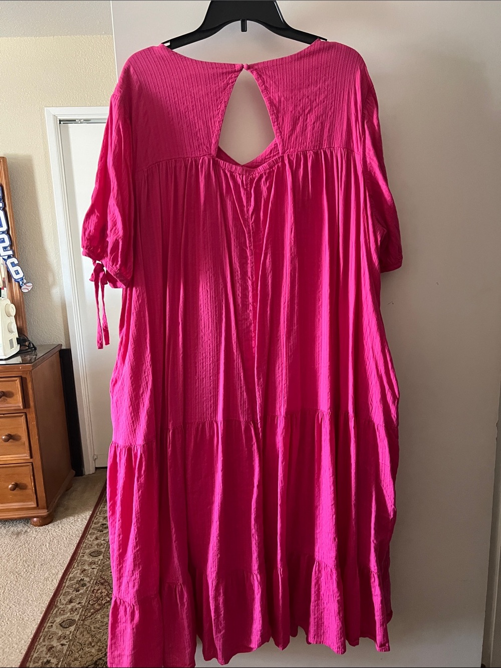 Terra & Sky Bright Fuchsia Tiered V-Neck Maxi Dress - Picture 4 of 6